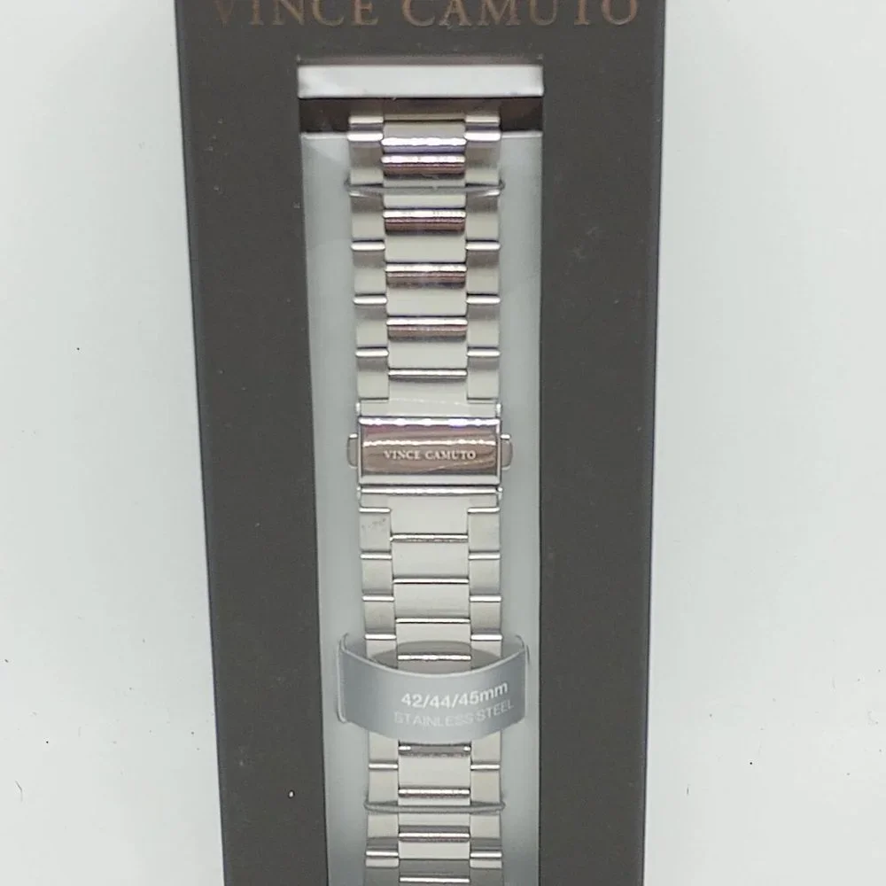 Vince Camuto 24mm Silver Stainless Steel Watch Band Fits Apple Watch 42/44/45mm